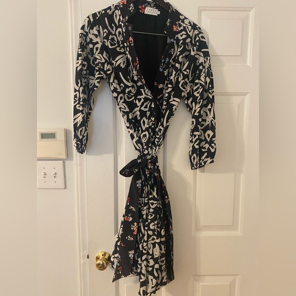 Tanya Taylor Black Dress with Red and Blue Floral Accents - Picture 1 of 4